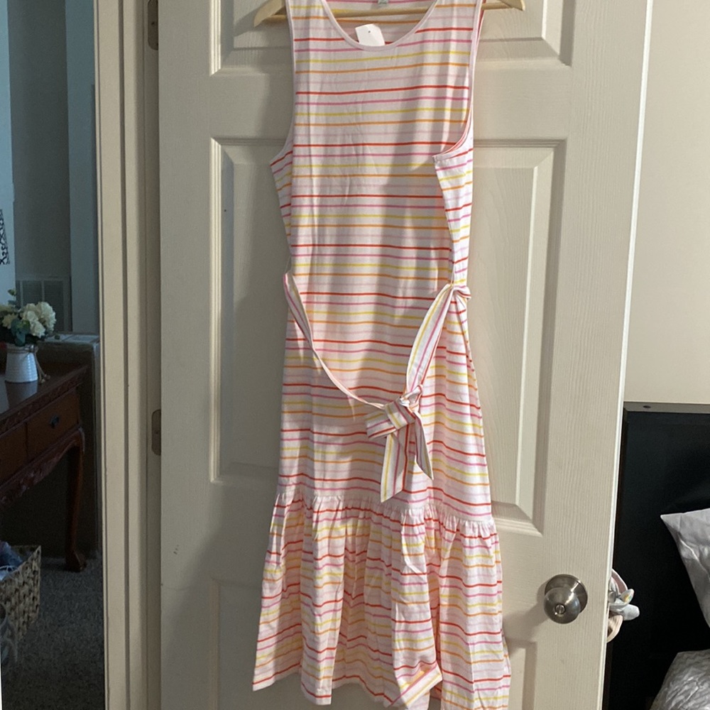 J. Crew White / pink/yellow /orange Striped Midi Dress NWT - Picture 10 of 11